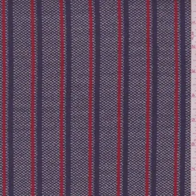 1 3/8 YD PC-Navy/Red Stripe Pique Jacketing Fabric