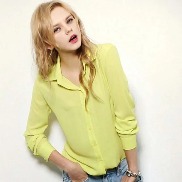 1PC Women Chiffon Blouse Long