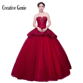 Applique Lace Up Ball Gown Sexy Prom Dress