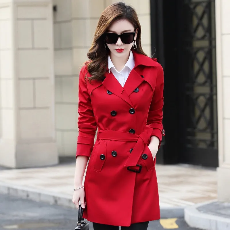 Big Size 6XL Spring Autumn Women Classic Double Breasted Mid-long Trench Coat Female Slim Street Windbreaker Business Outerwear