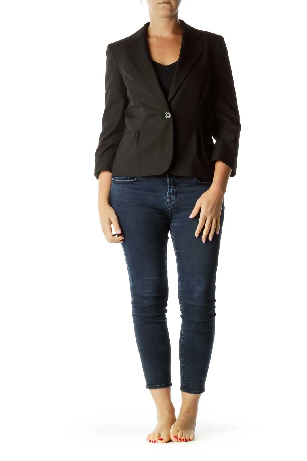 Black Buttoned Long Blazer