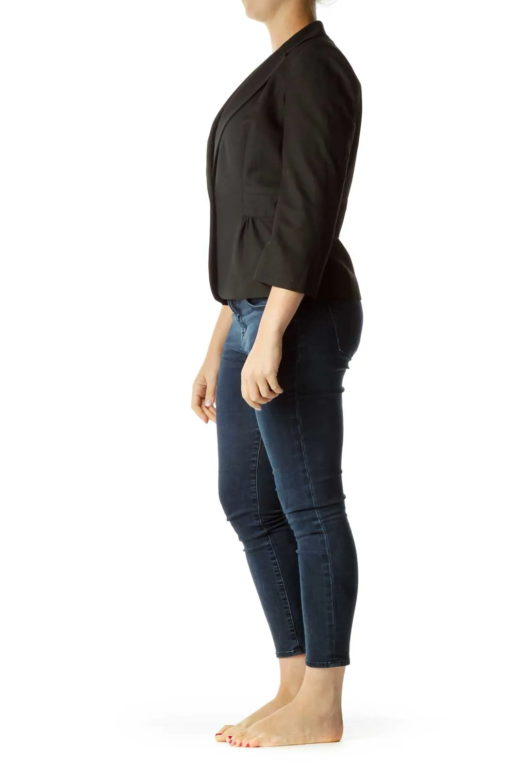 Black Buttoned Long Blazer