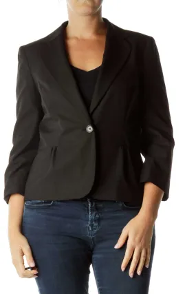 Black Buttoned Long Blazer