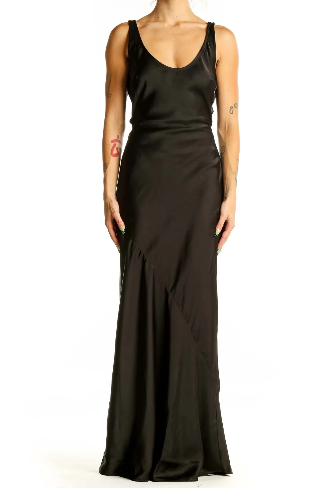 Black Elegant Backless Maxi Dress