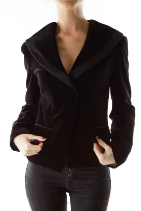 Black Velvet Pocketed Blazer