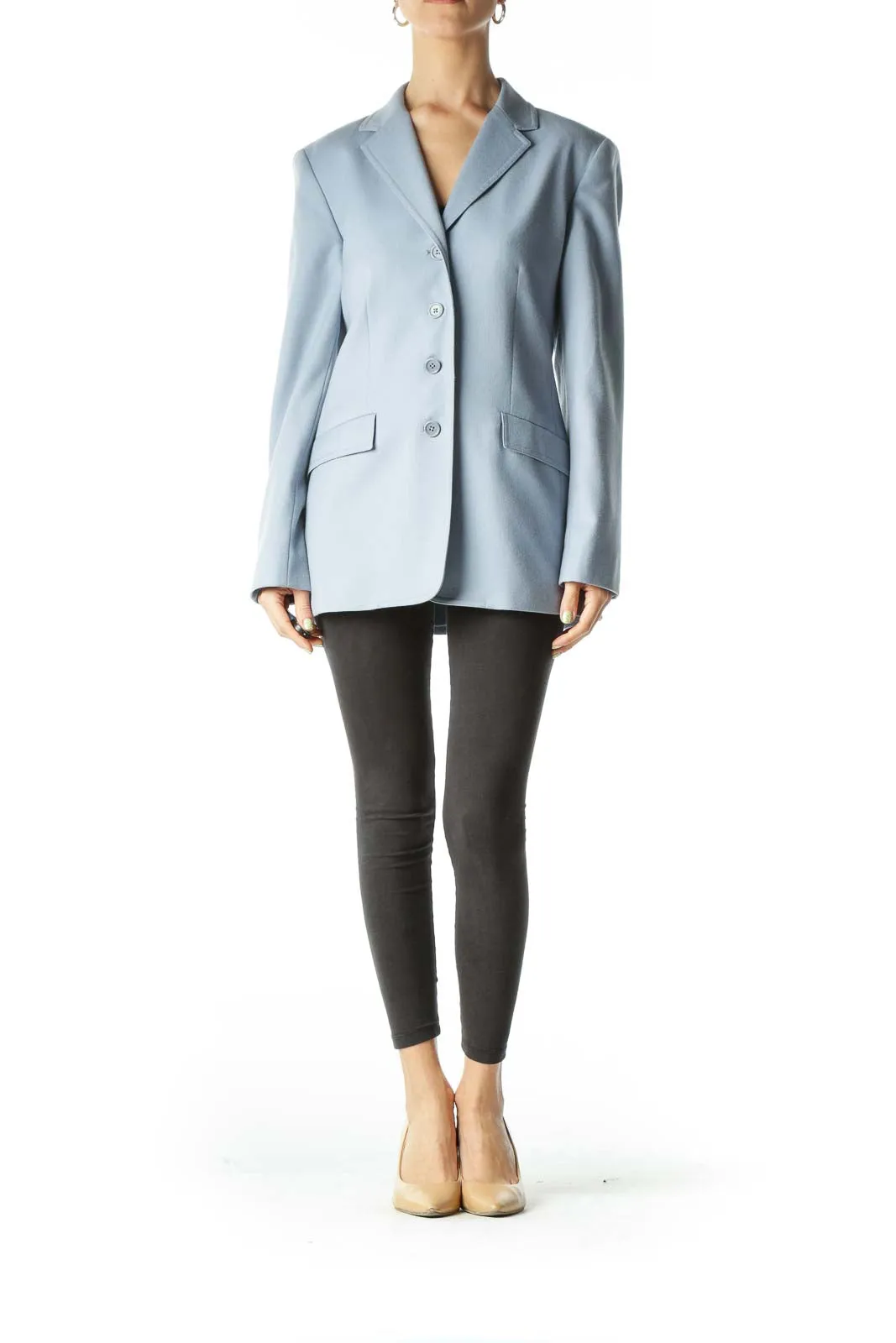 Blue Buttoned Wool Blazer