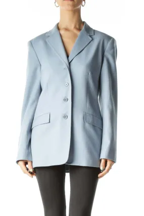 Blue Buttoned Wool Blazer