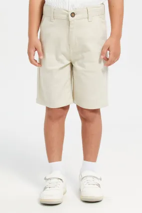 Boys Beige Knee-Length Chino Shorts