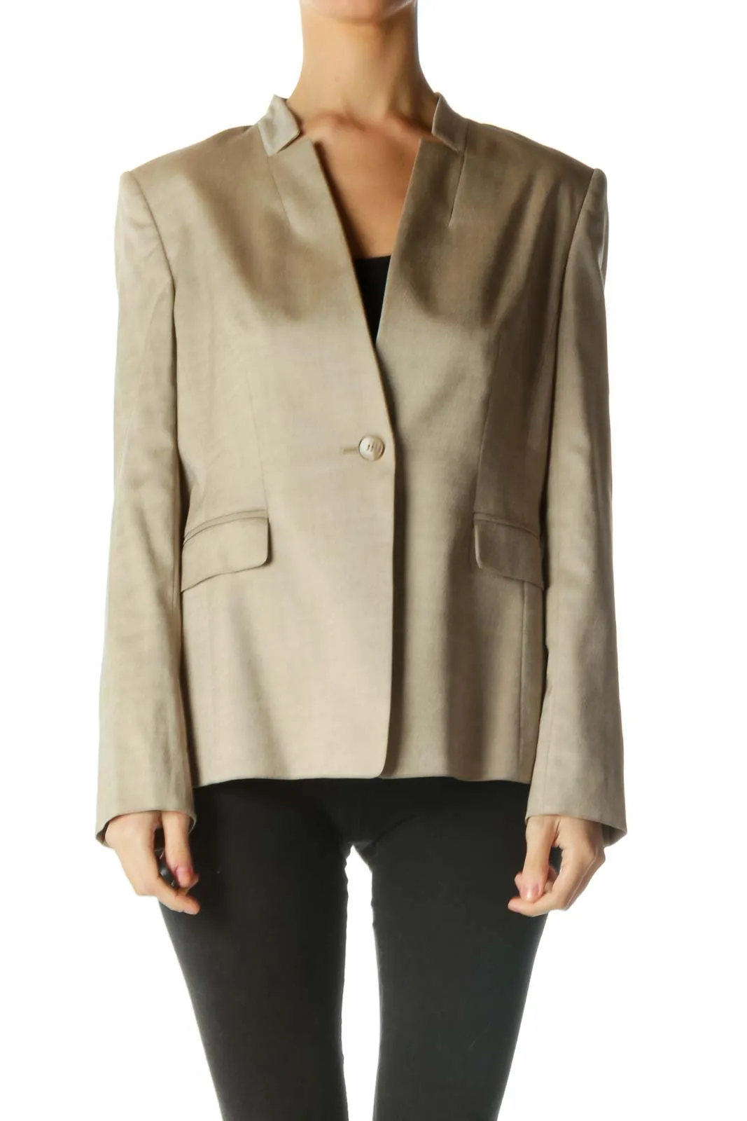 Brown One Button Blazer