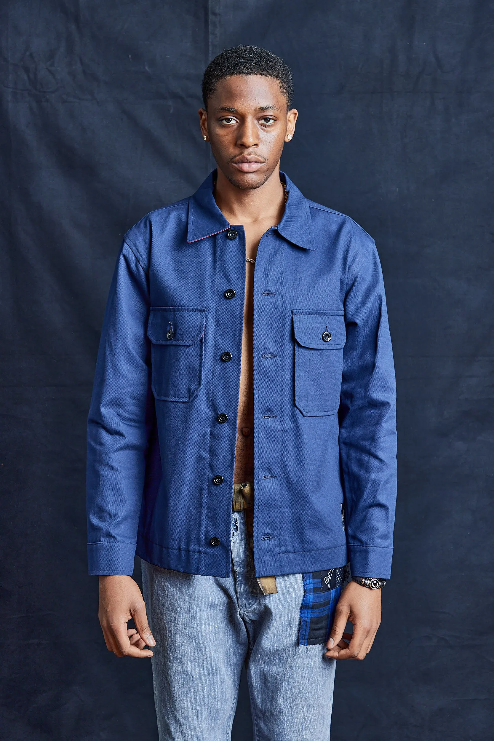 Cotton Workshirt in Navy Blue