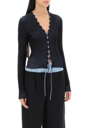 Dion Lee Two-Tone Lace-Up Cardigan