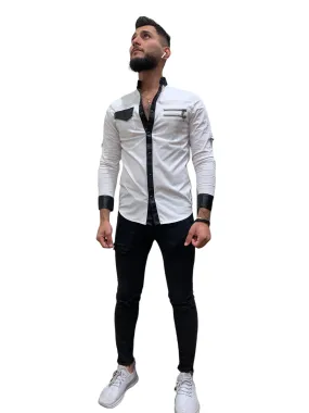 DR219 Shirt with Leather look trims