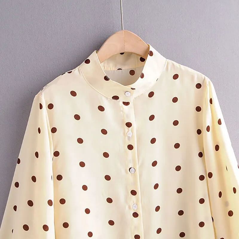 Elegant Polka Dot Print Women Blouses Stylish