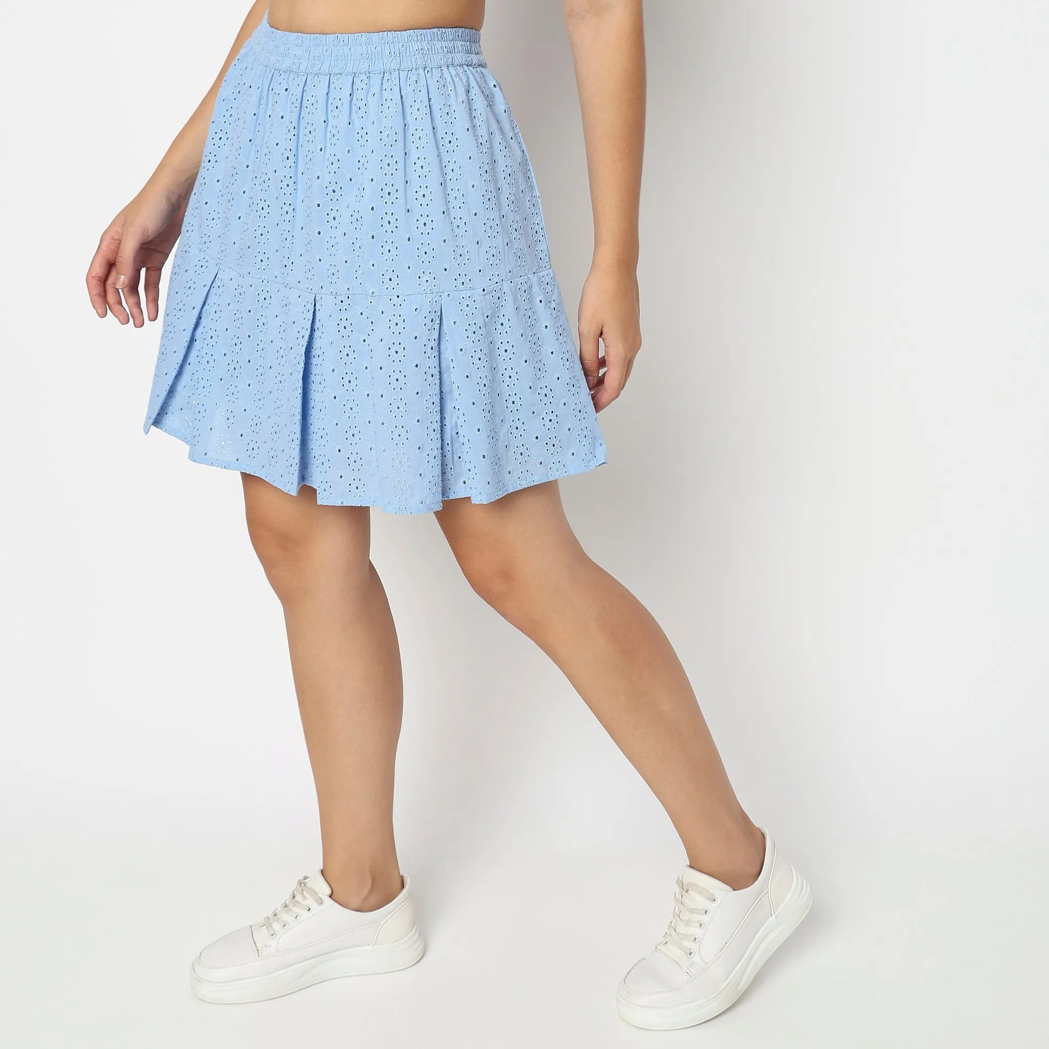 Flare Fit Solid Skirt