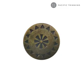 Flat Engraved Antique Brass Shank Button