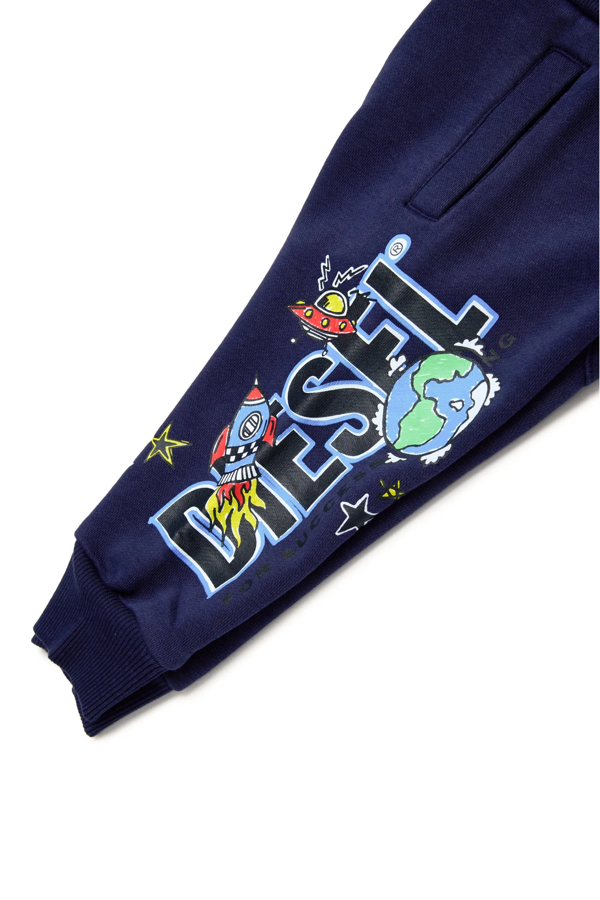 Fleece Jogger Trousers With Funny Graphic (Blue) - K00571KYAYTK8AT