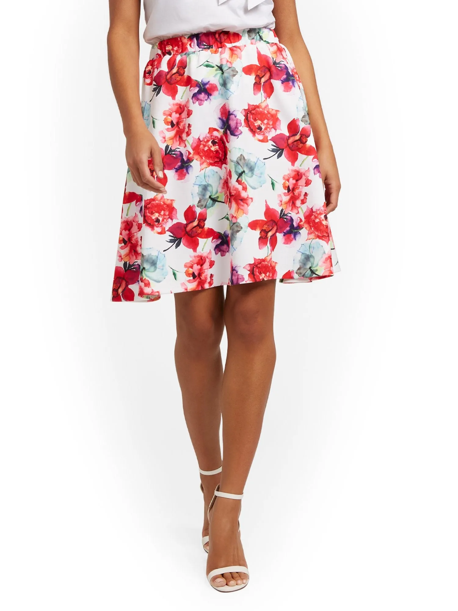 Floral-Print Flare Skirt