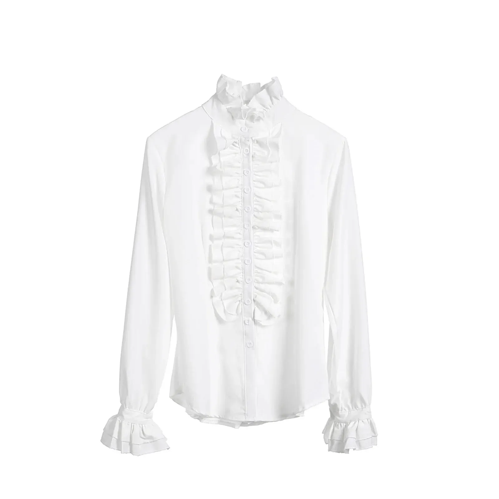 Frilly Ruffles Flounce Formal Office Tops Lady Blouse