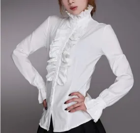 Frilly Ruffles Flounce Formal Office Tops Lady Blouse