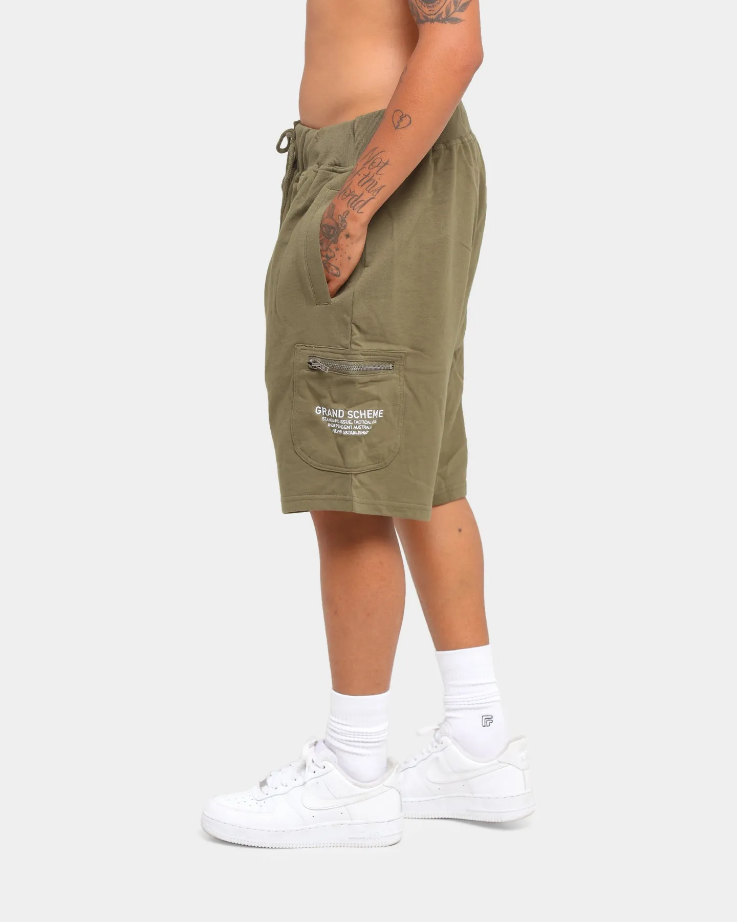 Grand Scheme Cargo Sweat Shorts Army Green