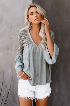 Gray The Du Jour Hollow Out Crochet Blouse