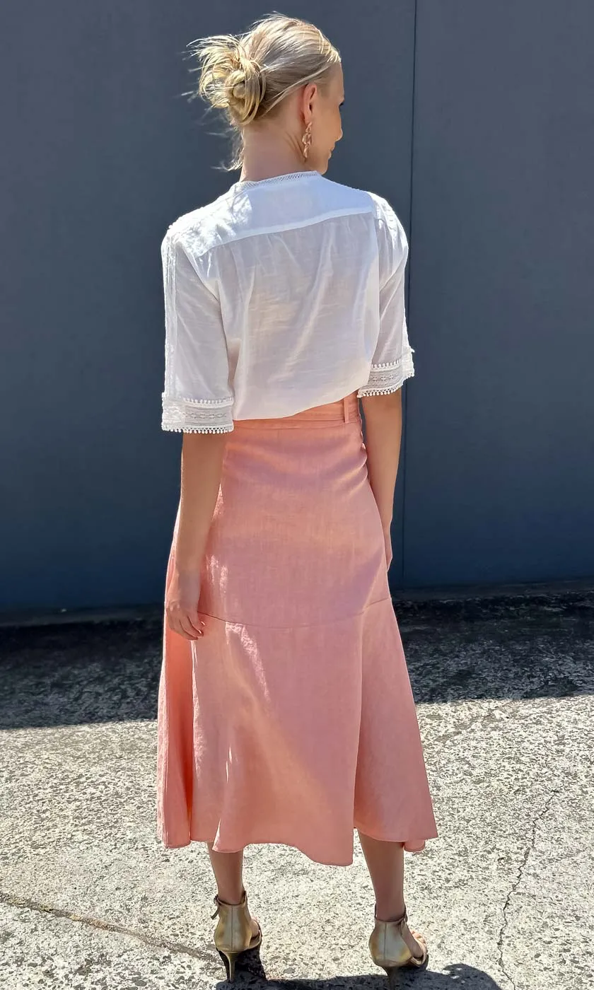 HOSS Century Linen Skirt - Apricot