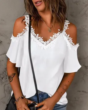 JuliaFashion - 2024 V-Neck Short Sleeve Office Blouse