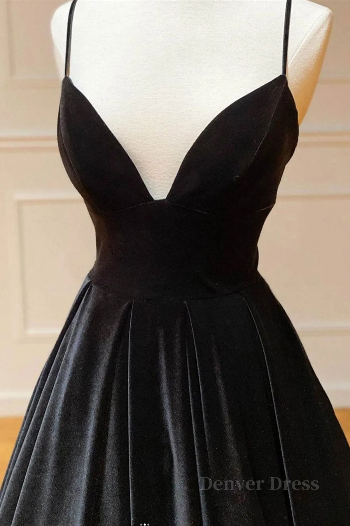 kamahe A Line V Neck Backless Black Velvet Long Prom Dresses, V Neck Black Formal Dresses, Black Velvet Evening Dresses