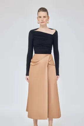 Khaki brown tailored midi skirt - Spinel