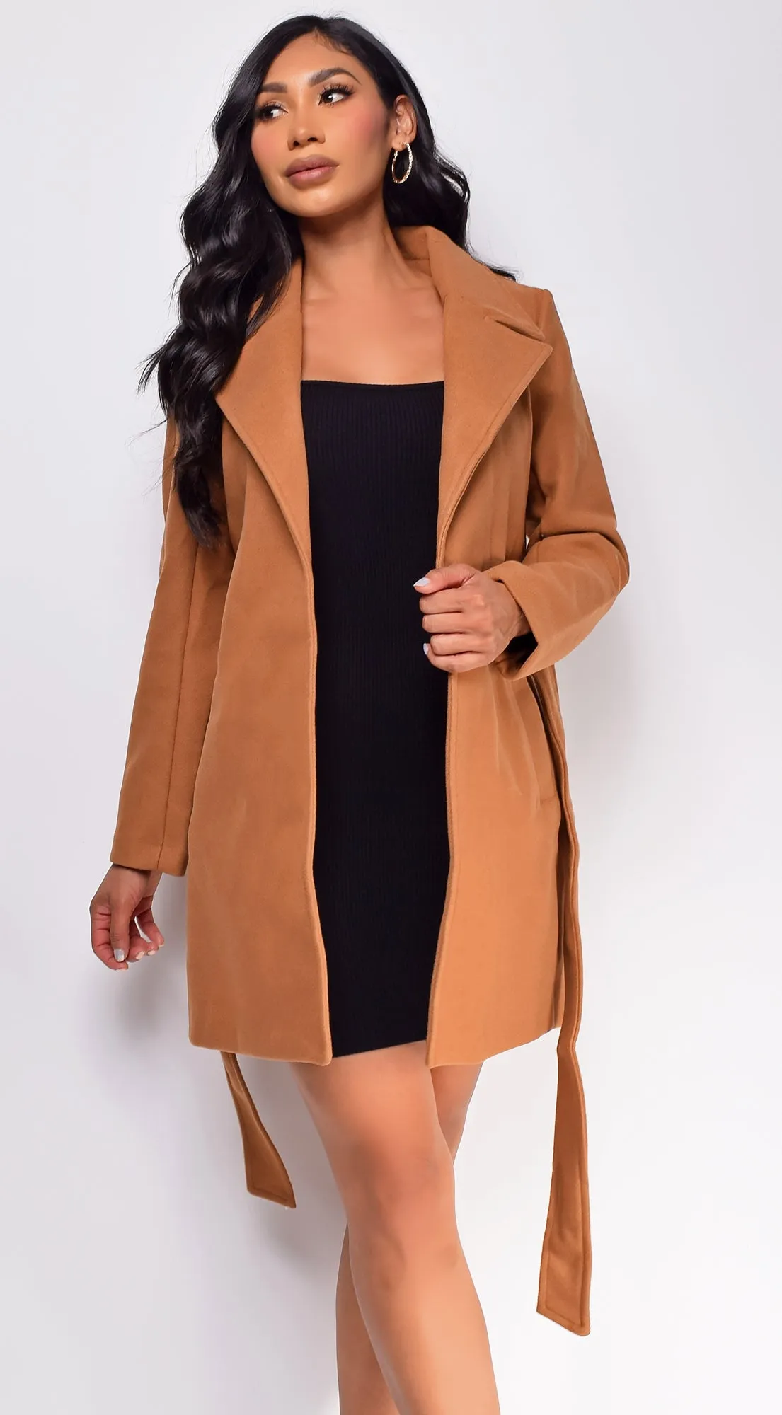 Lina Waist Tie Trench Coat - Camel