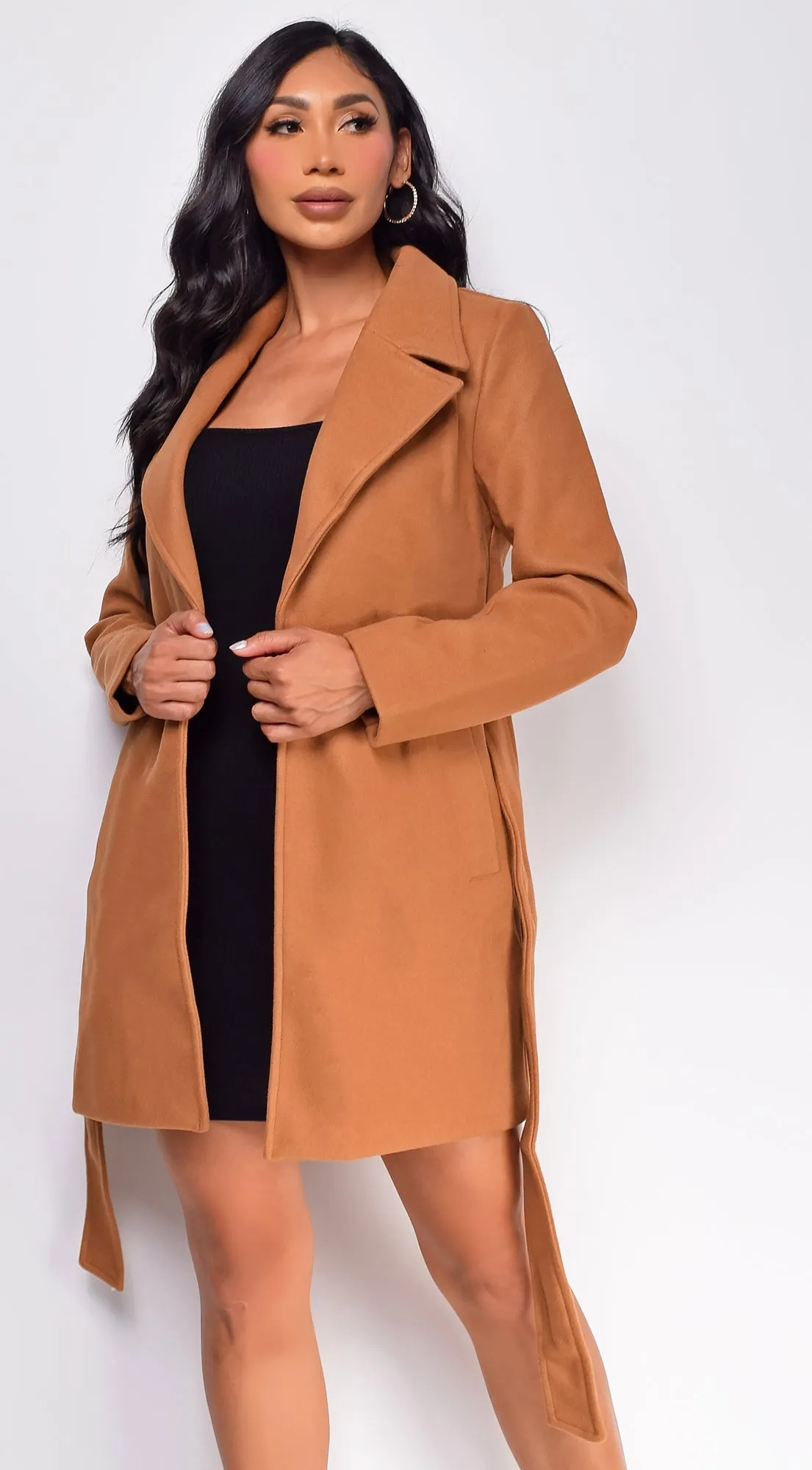 Lina Waist Tie Trench Coat - Camel