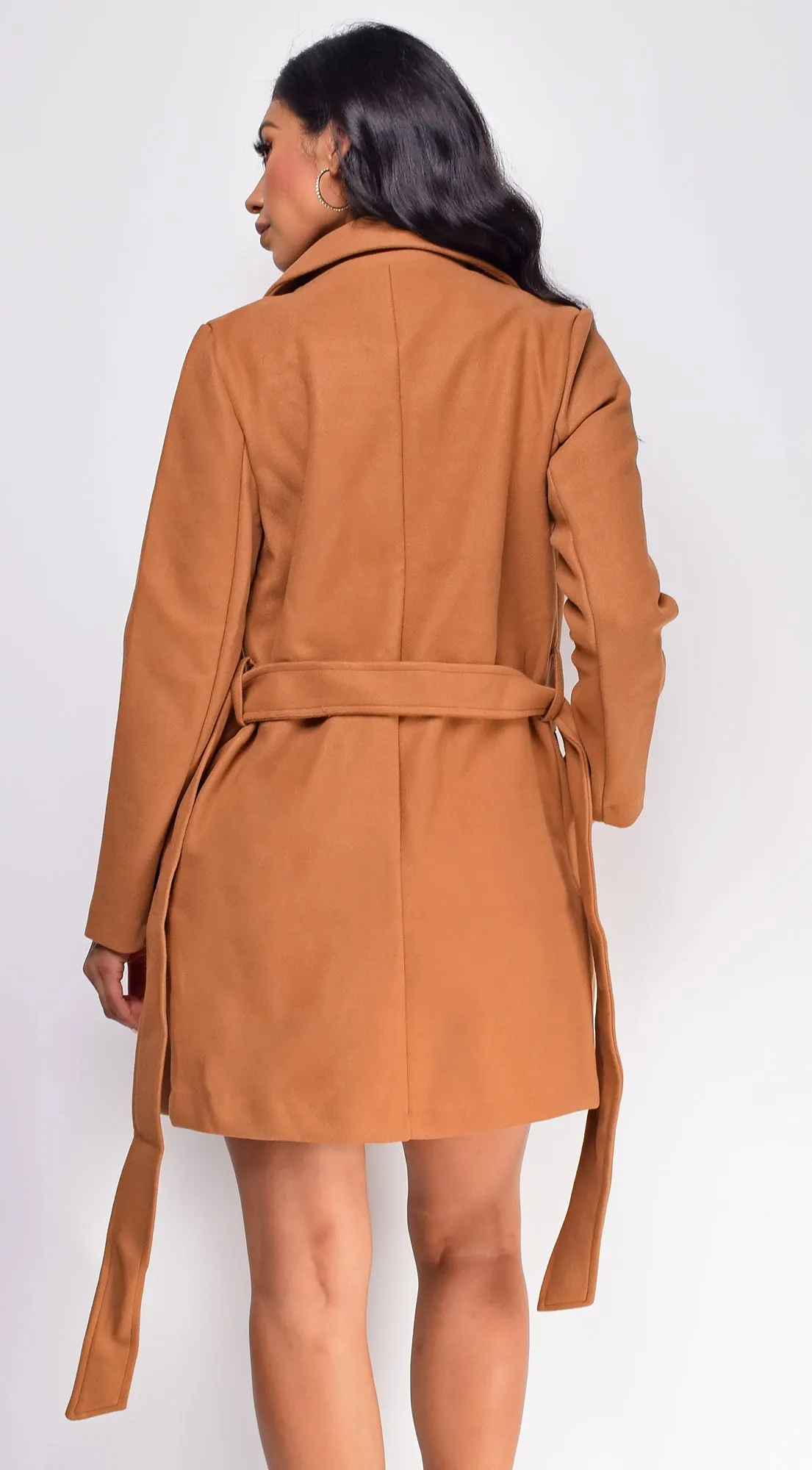 Lina Waist Tie Trench Coat - Camel