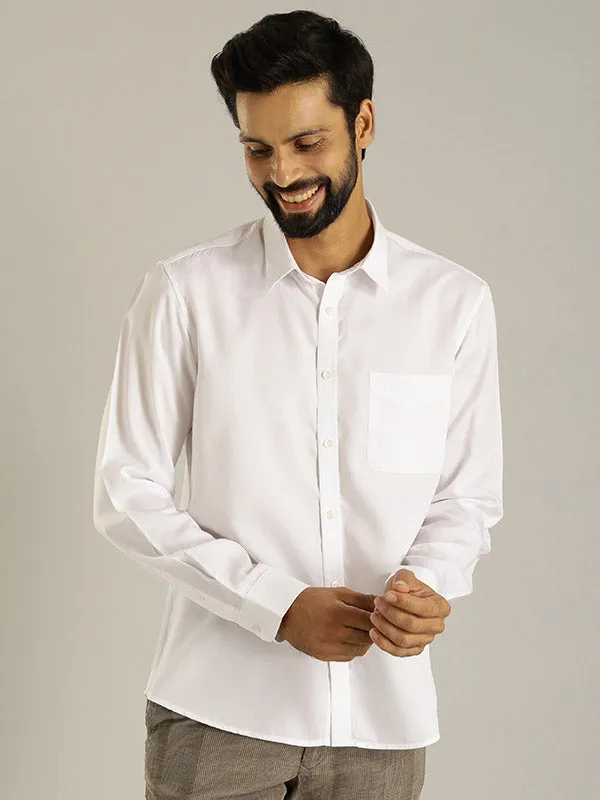 Men Solid Full Sleeve Tencel Shirt