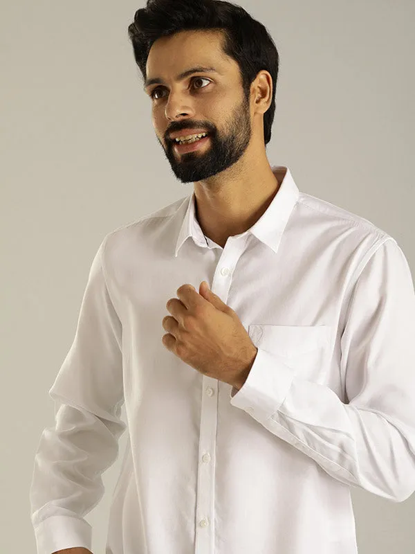 Men Solid Full Sleeve Tencel Shirt