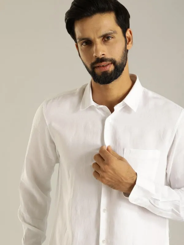 Men Solid Full Sleeve Viscose Blend Shirt