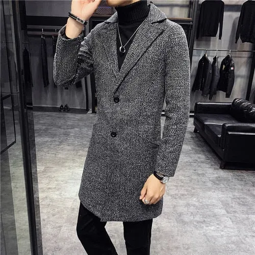 Men's Long Slim Casual Windbreaker Trench Coat