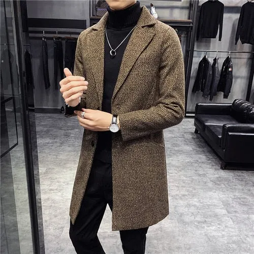 Men's Long Slim Casual Windbreaker Trench Coat