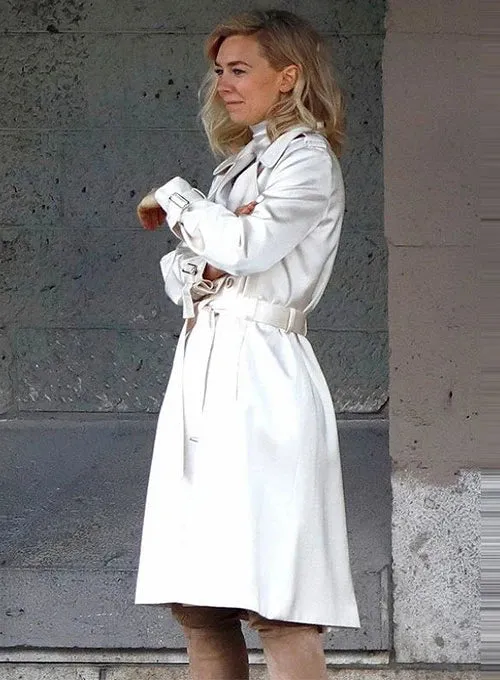 Mission Impossible White Long Leather Coat Women Worn by Vanessa Kirby