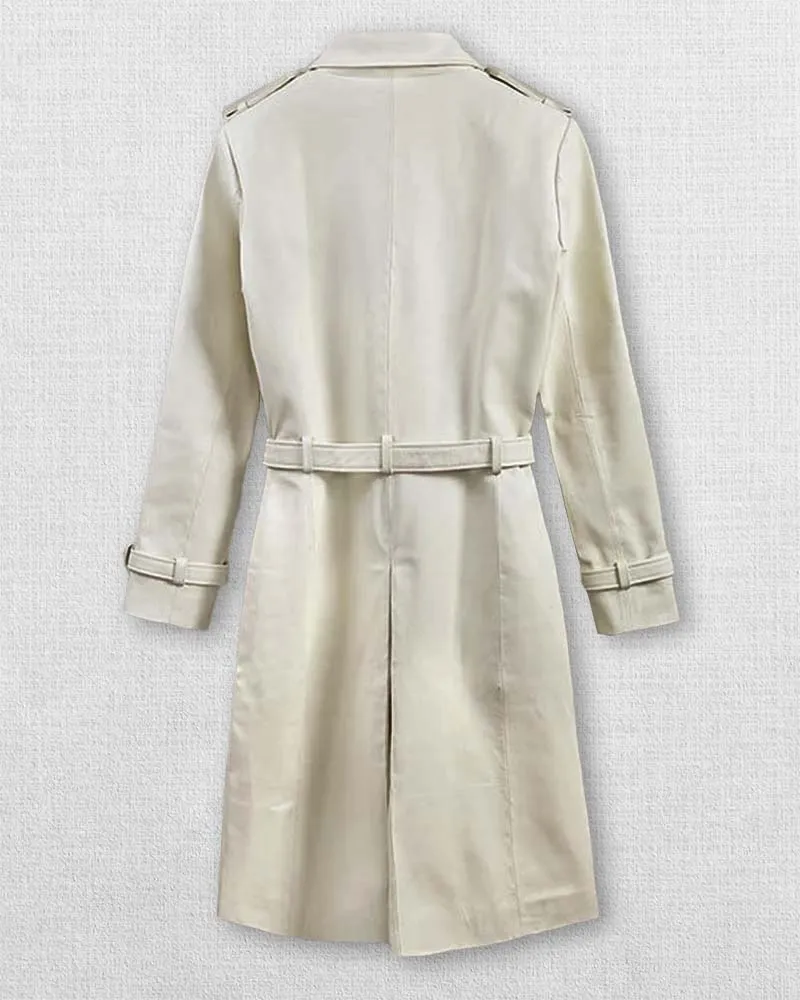 Mission Impossible White Long Leather Coat Women Worn by Vanessa Kirby