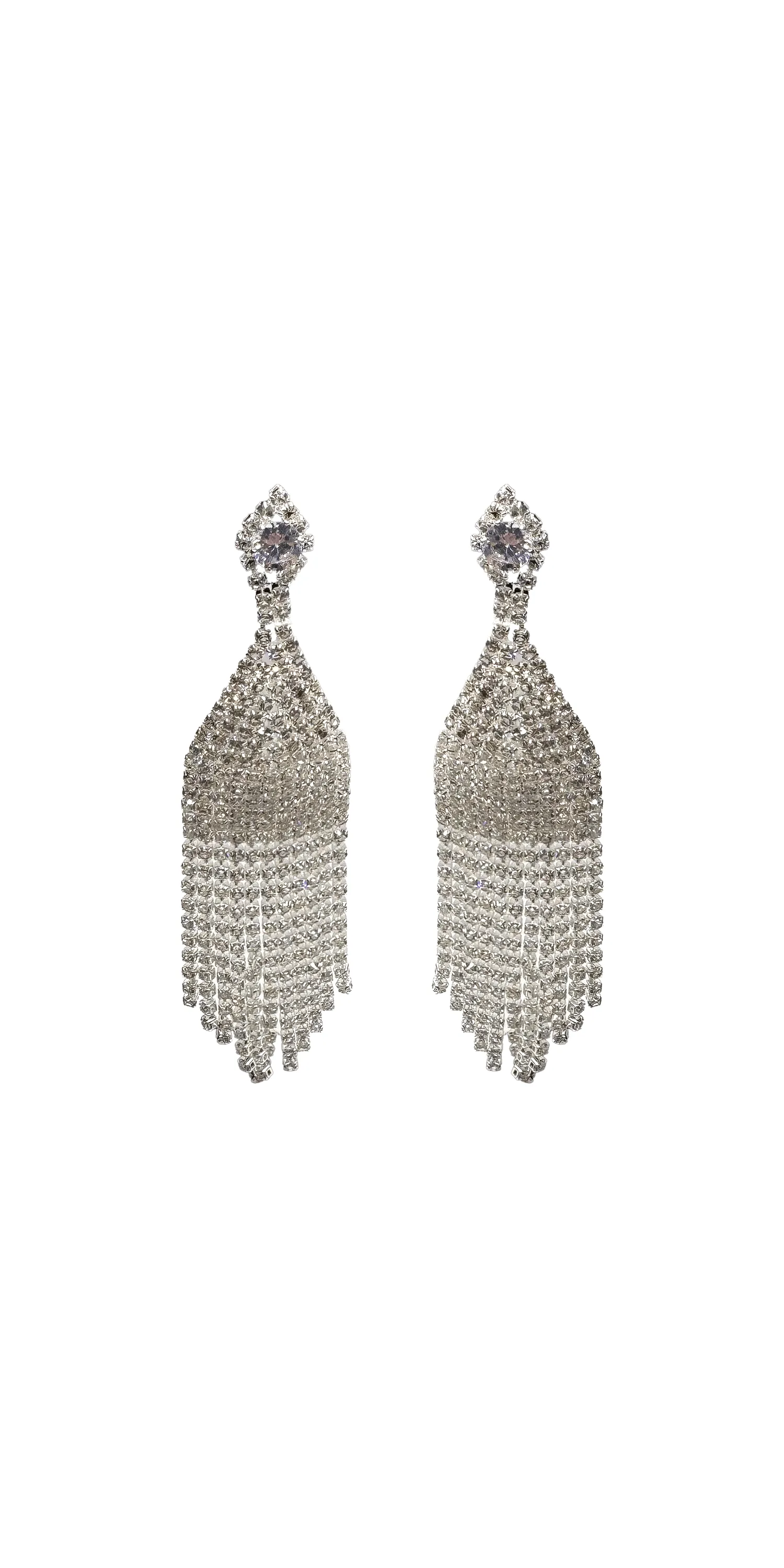 Multi Strand Rhinestone Dome Earrings