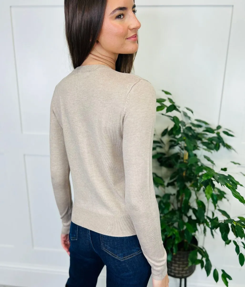 Natural Classic Round Neck Cardigan