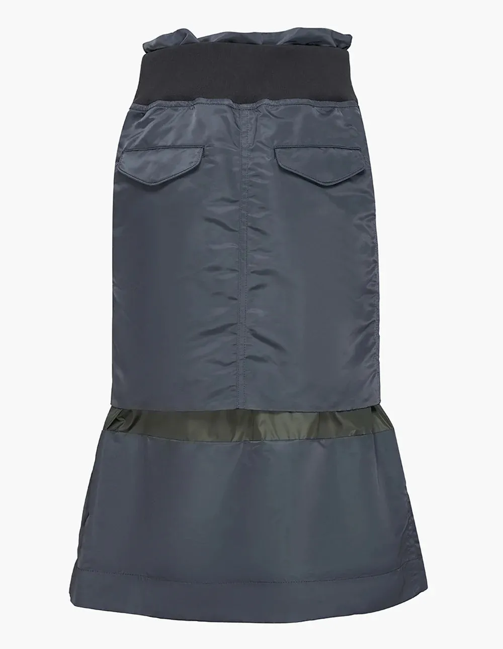 Nylon Twill Mix Flare Skirt