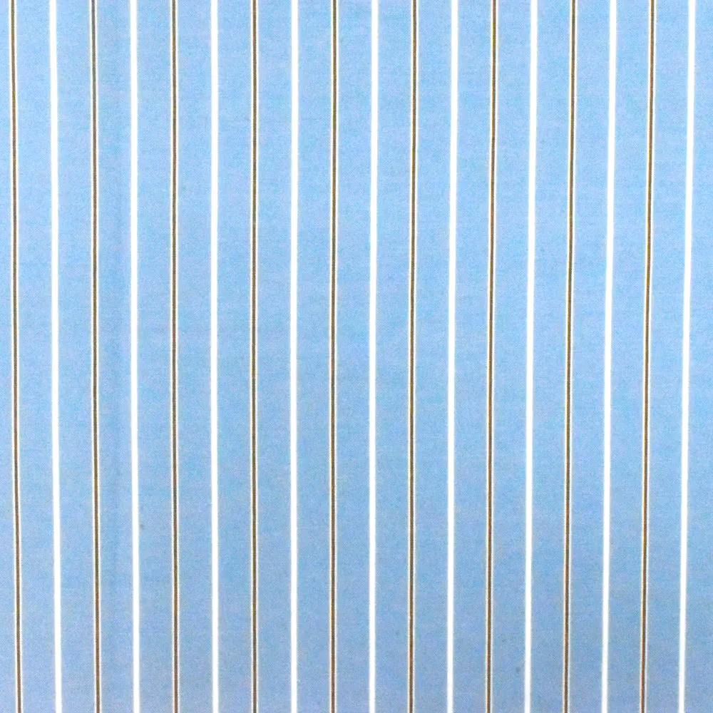 Office Blue-White-Brown Stripe Polyester Shirting Woven Fabric