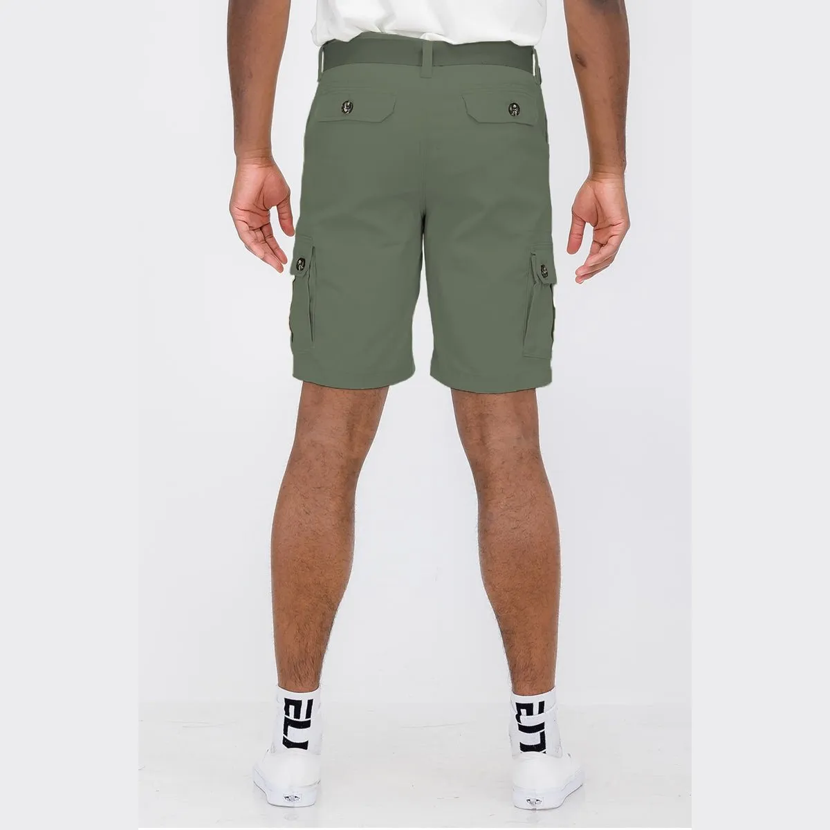 Olive Belted Cargo Shorts