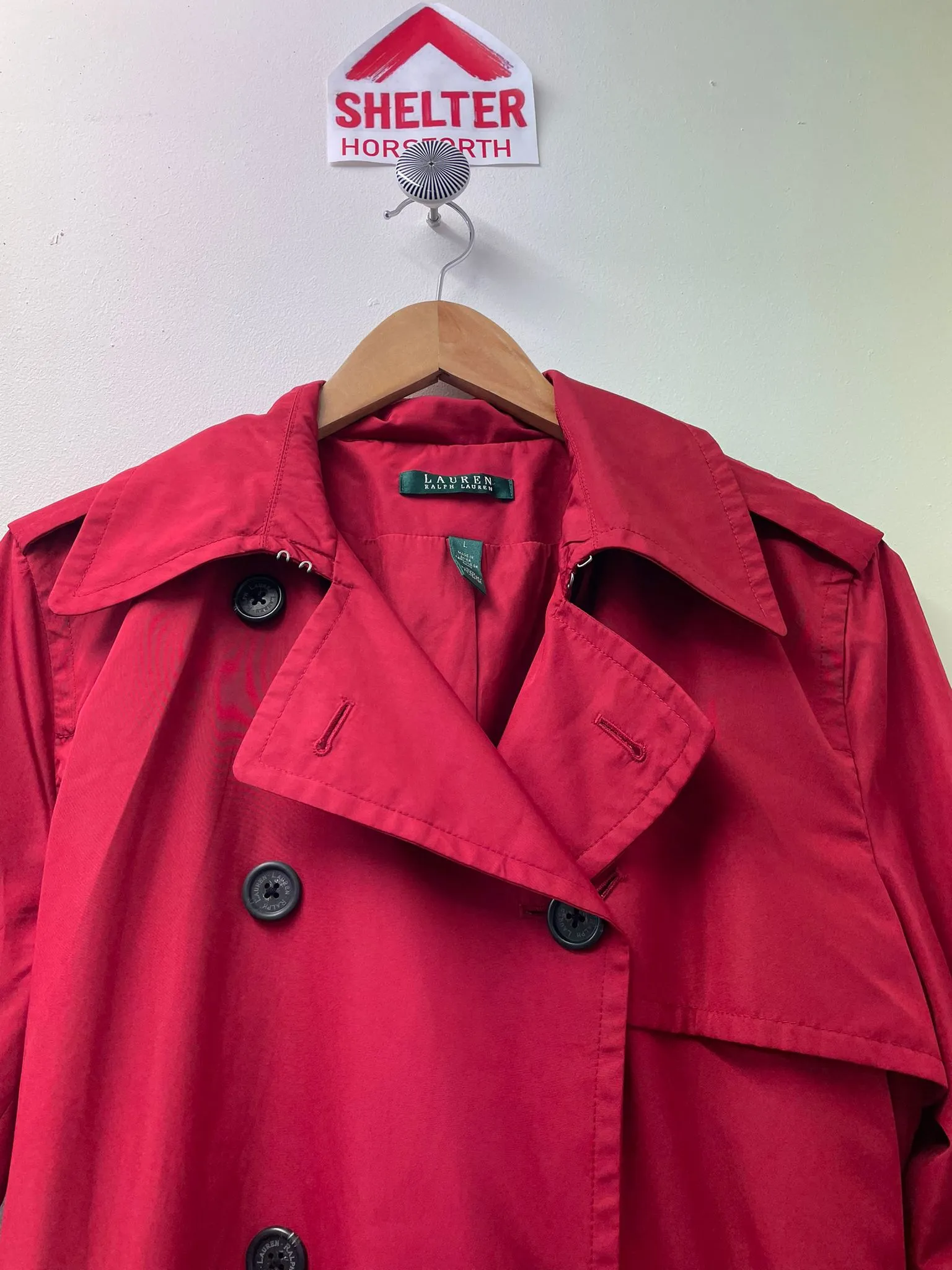 Ralph Lauren Red Trench Coat Large