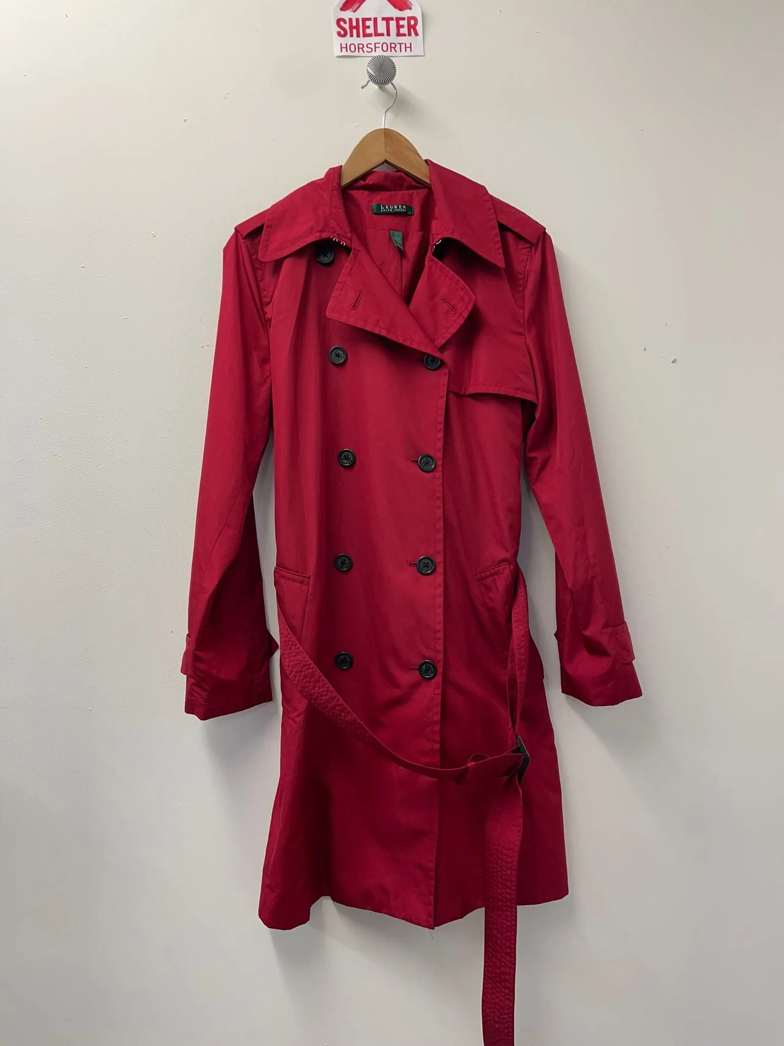 Ralph Lauren Red Trench Coat Large