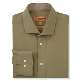 Schoffel Newton Tailored Sporting Fit Mens Cotton Wool Shirt - Olive