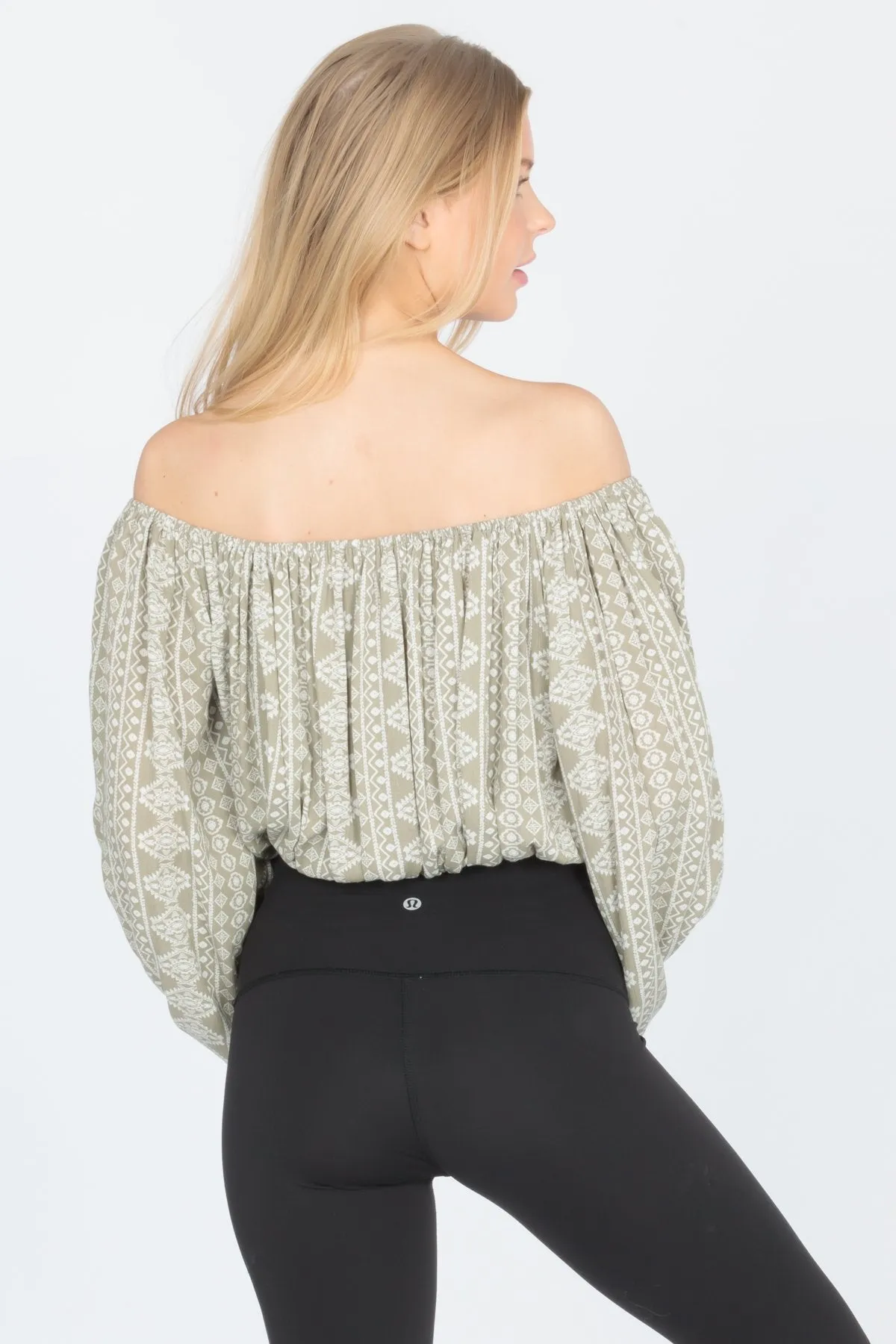 Scoop Neck Balloon Sleeves Blouse Off Shoulder Top