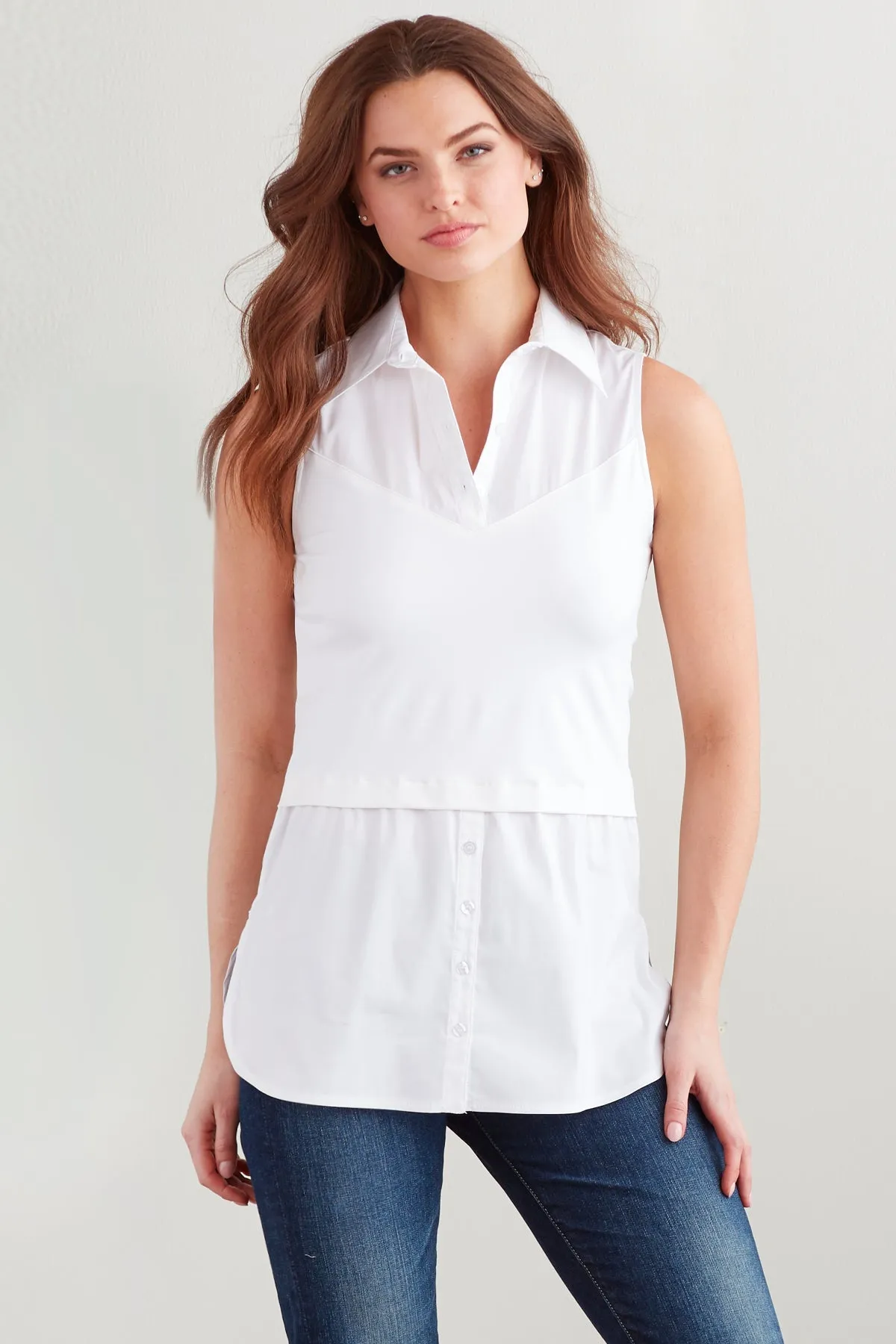 Sleeveless Layering Tank White