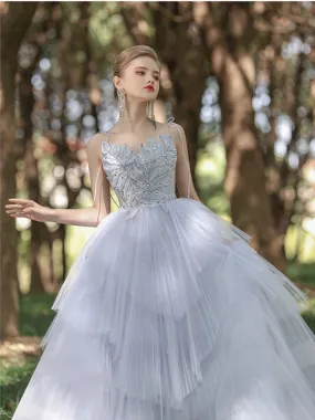 Spaghetti Long A-line Forest Fairy Dresses, 2021 Prom Dresses, Affordable Prom Dresses, Newest Prom Dresses